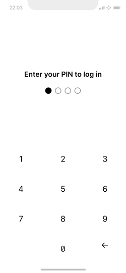 Enter pin screen